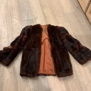 Vintage Real Fur 1940s Dark Brown Mink Coat Mob Wife Look